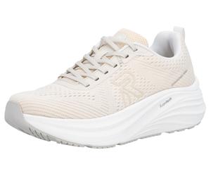 Plateausneaker RIEKER SPORT, Damen, Gr. 39, beige (creme), Textil, unifarben, Schuhe Plateausneaker, Freizeitschuh, Halbschuh, Schnürer mit leichter Laufsohle (45409120-39) creme