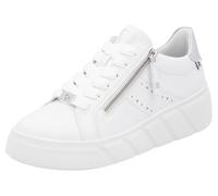 Plateausneaker RIEKER SPORT, Damen, Gr. 40, weiß, Leder, Schuhe Plateausneaker, Freizeitschuh, Halbschuh, Schnürschuh mit seitlicher Perforation (29953049-40) weiß