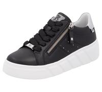 Plateausneaker RIEKER SPORT, Damen, Gr. 41, schwarz-weiß (schwarz, weiß), Leder, kontrastfarbene Details, Schuhe Plateausneaker, Freizeitschuh, Halbschuh, Schnürschuh mit seitlicher Perforation (95670