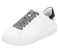 Plateausneaker RIEKER SPORT, Damen, Gr. 41, schwarz-weiß (weiß, schwarz), Leder, Schuhe Plateausneaker, Freizeitsneaker, Schnürschuh, Halbschuh im Sport-Style (95935411-41) weiß, schwarz