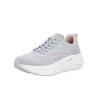 Plateausneaker RIEKER SPORT, Damen, Gr. 42, grau (hellgrau), Textil, unifarben, Schuhe Plateausneaker, Freizeitschuh, Halbschuh, Schnürer mit leichter Laufsohle (38681452-42) hellgrau