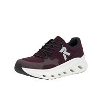 Plateausneaker RIEKER SPORT, Damen, Gr. 42, lila (brombeere), Nubuklederimitat, Textil, kontrastfarbene Details, Schuhe Plateausneaker, Slip-on Sneaker, Halbschuh, Freizeitsneaker mit MemoSoft-Innenso