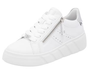 Plateausneaker RIEKER SPORT, Damen, Gr. 43, weiß, Leder, Schuhe Plateausneaker, Freizeitschuh, Halbschuh, Schnürschuh mit seitlicher Perforation (29953049-43) weiß