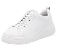 Plateausneaker RIEKER SPORT, Damen, Gr. 43, weiß, Leder, unifarben, Schuhe Plateausneaker, Freizeitschuh, Halbschuh, Schnürschuh mit Schaftrandpolsterung (58974565-43) weiß
