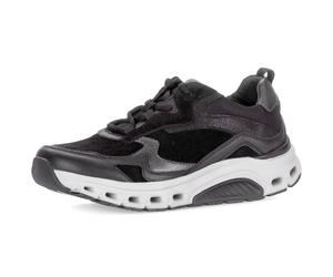 Plateausneaker ROLLINGSOFT, Damen, Gr. 38, silber (schwarz, altsilberfarben), Kalbsleder, Veloursleder, metallic, Schuhe Plateausneaker, mit gepolstertem Schaftrand (16389049-38) schwarz, altsilberfar