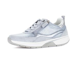Plateausneaker ROLLINGSOFT, Damen, Gr. 39, silber (blau, silberfarben), Textil, Veloursleder, Schuhe Plateausneaker, Freizeitschuh, Halbschuh, Schnürschuh mit Kontrastbesatz, G-Weite (31445323-39) bla