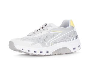 Plateausneaker ROLLINGSOFT, Damen, Gr. 40, hellgrau, limette, Textil, Schuhe Plateausneaker, Freizeitschuh, Halbschuh, Schnürer mit Reflektor-Besätzen, G-Weite (98208314-40) hellgrau, limette