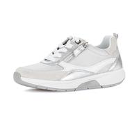Plateausneaker ROLLINGSOFT, Herren, Gr. 41, weiß, silberfarben, Textil, Veloursleder, Schuhe Plateausneaker, Freizeitschuh, Halbschuh, Schnürschuh mit Kontrastbesatz, G-Weite (49772146-41) weiß, silbe