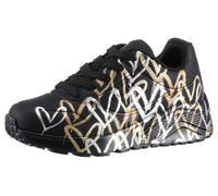 Skechers Mädchen UNO Lite Metallic Love Sneaker, schwarz/goldfarben