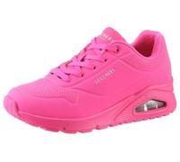 Plateausneaker SKECHERS "UNO-NIGHT SHADES", Damen, Gr. 40, pink (neonpink), Lederimitat, Schuhe Plateausneaker, Keilsneaker, Chunky Sneaker, Schnürschuh mit Luftkissensohle (90805437-40)