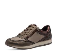Plateausneaker TAMARIS, Damen, Gr. 35, beige (taupe kombiniert), Lederimitat, Textil, unifarben mit Farbeinsätzen, Schuhe Plateausneaker, Freizeitschuh, Halbschuh, Schnürschuh mit dezenten Metallic-De