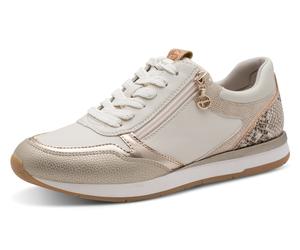 Plateausneaker TAMARIS, Damen, Gr. 35, rosa (ivory kombiniert), Lederimitat, Textil, kontrastfarbene Details, Schuhe Plateausneaker, Schnürschuh, Freizeitschuh, Halbschuh in veganer Verarbeitung (8754