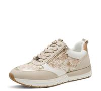 Plateausneaker TAMARIS, Damen, Gr. 36, beige kombiniert, Lederimitat, Textil, Schuhe Plateausneaker, Freizeitschuh, Schnürschuh, Halbschuh mit Reißverschluss außen (15300557-36) beige kombiniert