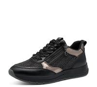 Plateausneaker TAMARIS, Damen, Gr. 36, schwarz, roségoldfarben, Lederimitat, Textil, Schuhe Plateausneaker, Freizeitschuh, Halbschuh, Schnürschuh in veganer Verarbeitung (39100318-36)