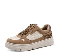 Plateausneaker TAMARIS, Damen, Gr. 37, beige (leo kombiniert), Leder, Lederimitat, kontrastfarbene Details, Schuhe Plateausneaker, Halbschuh, Schnürer, Freizeitschuh mit Kontrastbesätzen (52275953-37)