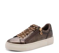 Plateausneaker TAMARIS, Damen, Gr. 37, braun (braun lack), Lacklederimitat, aufgeraut, leicht glänzend, Schuhe Plateausneaker, Freizeitschuh, Halbschuh, Schnürschuh mit T-Logoanhänger (52890108-37) br