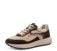 Tamaris 1-1-23795-45-401 Damen Sneaker Low Leder/Textil beige beige | 1-23795-45 - Schnürung, herausnehmbares Fußbett, flache Sohle
