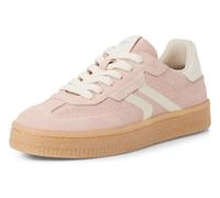 Plateausneaker TAMARIS, Damen, Gr. 37, rosa (rose), Leder, Veloursleder, Fischgratmuster, kontrastfarbene Details, Basic, Schuhe Plateausneaker, Freizeitschuh, Halbschuh, Schnürschuh im Retro-Look (89