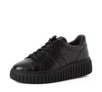 Plateausneaker TAMARIS, Damen, Gr. 37, schwarz (schwarz, kroko), Leder, Lederimitat, Schuhe Plateausneaker, Freizeitschuh, Halbschuh, Schnürschuh mit Ziernähten (44702426-37) schwarz, kroko