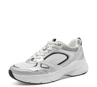 Plateausneaker TAMARIS, Herren, Gr. 37, silberfarben, Lederimitat, Textil, glänzend, metallic, Schuhe Plateausneaker, Freizeitschuh, Halbschuh, Schnürschuh mit Besätzen in Metallic-Optik (68680223-37)
