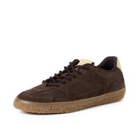 Plateausneaker TAMARIS, Damen, Gr. 38, dunkelbraun kombiniert, Veloursleder, aufgeraut, Basic, Schuhe Plateausneaker, Freizeitschuh, Schnürer, Halbschuh im Retro-Look (91088657-38) dunkelbraun kombini