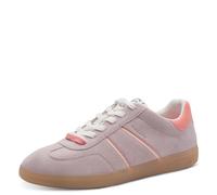 Plateausneaker TAMARIS, Damen, Gr. 38, lila, rose, Lederimitat, Veloursleder, unifarben mit Farbeinsatz, Schuhe Plateausneaker, Freizeitschuh, Halbschuh, Schnürschuh mit gepolstertem Schaftrand (79265