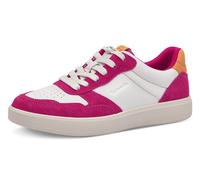 Plateausneaker TAMARIS, Damen, Gr. 38, pink (fuchsia kombiniert), Leder, Lederimitat, kontrastfarbene Details, Schuhe Plateausneaker, Freizeitschuh, Halbschuh, Schnürschuh mit Kontrastbesätzen (228623