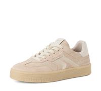Plateausneaker TAMARIS, Damen, Gr. 39, beige, weiß, Glattleder, Veloursleder, Fischgratmuster, unifarben mit Farbeinsatz, Basic, Schuhe Plateausneaker, Freizeitschuh, Halbschuh, Schnürschuh im Retro-L