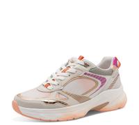 Plateausneaker TAMARIS, Damen, Gr. 39, orange, kombiniert, Lederimitat, Textil, kontrastfarbene Details, Schuhe Plateausneaker, Freizeitschuh, Halbschuh, Schnürschuh in farbenfrohen Design (65051654-3
