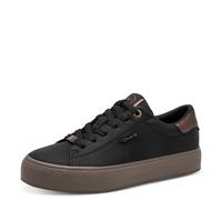 Plateausneaker TAMARIS, Damen, Gr. 39, schwarz, kombiniert, Nubuklederimitat, aufgeraut, clean, kontrastfarbene Details, unifarben mit Farbeinsatz, Schuhe Plateausneaker, Freizeitschuh, Halbschuh, Sch