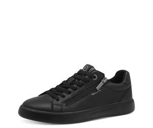 Plateausneaker TAMARIS, Damen, Gr. 39, schwarz, Leder, Lederimitat, unifarben, Schuhe Plateausneaker, Freizeitschuh, Halbschuh, Schnürschuh mit Ziernähten (51520953-39)