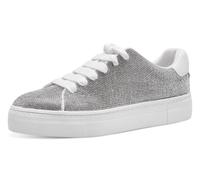 Plateausneaker TAMARIS, Damen, Gr. 39, silber (silberfarben), Lederimitat, Textil, Schuhe Plateausneaker, Freizeitschuh, Halbschuh, Schnürschuh im Silber-Glitzer-Look (65755761-39) silberfarben