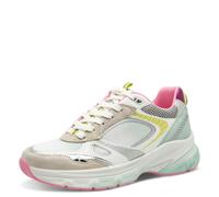 Plateausneaker TAMARIS, Damen, Gr. 39, türkis kombiniert, Lederimitat, Textil, kontrastfarbene Details, Schuhe Plateausneaker, Freizeitschuh, Halbschuh, Schnürschuh in farbenfrohen Design (79202868-39