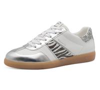 Plateausneaker TAMARIS, Damen, Gr. 39, weiß (weiß, zebrafarben), Leder, Lederimitat, Textil, Schuhe Plateausneaker, Freizeitschuh, Halbschuh, Schnürschuh mit Glitter an der Ferse (25846922-39) weiß, z
