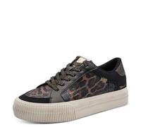Plateausneaker TAMARIS, Damen, Gr. 40, beige (schwarz, kombiniert), Lederimitat, Textil, Schuhe Plateausneaker, Freizeitschuh, Halbschuh, Schnürer im angesagten Animal-Look (65437851-40) schwarz, komb
