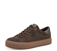 Plateausneaker TAMARIS, Damen, Gr. 40, dunkelbraun kombiniert, Nubuklederimitat, schimmernd, unifarben mit Farbeinsatz, Schuhe Plateausneaker, Freizeitschuh, Halbschuh, Schnürer mit Kontrastbesatz (22