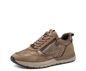 Plateausneaker TAMARIS, Damen, Gr. 40, gold (beige, roségoldfarben), Lederimitat, Textil, Schuhe Plateausneaker, Freizeitschuh, Halbschuh, Schnürschuh in veganer Verarbeitung (22003017-40) beige, rosé