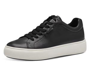Plateausneaker TAMARIS, Damen, Gr. 40, schwarz, Leder, schimmernd, unifarben, Basic, Schuhe Plateausneaker, Freizeitschuh, Halbschuh, Schnürschuh mit Wechselfußbett, Topseller (60837669-40)
