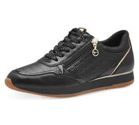 Plateausneaker TAMARIS, Damen, Gr. 40, schwarz (schwarz kombiniert), Lederimitat, Textil, Schuhe Plateausneaker, Freizeitschuh, Halbschuh, Schnürschuh mit dezenten Metallic-Details (35920566-40) schwa