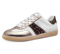 Plateausneaker TAMARIS, Damen, Gr. 40, silber (weiß, silberfarben kombiniert), Leder, Lederimitat, Textil, Glitzer, Schuhe Plateausneaker, Freizeitschuh, Halbschuh, Schnürschuh mit Glitter an der Fers