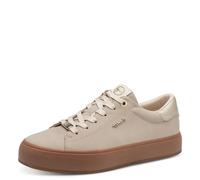 Plateausneaker TAMARIS, Damen, Gr. 41, beige (beige, kombiniert), Lederimitat, unifarben mit Farbeinsatz, Schuhe Plateausneaker, Freizeitschuh, Halbschuh, Schnürer mit Kontrastbesatz (44430618-41) bei