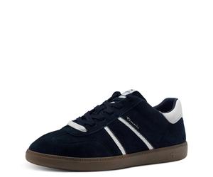 Plateausneaker TAMARIS, Damen, Gr. 41, blau (navy), Leder, Lederimitat, kontrastfarbene Details, unifarben mit Farbeinsatz, Schuhe Plateausneaker, Freizeitschuh, Halbschuh, Schnürschuh mit gepolsterte