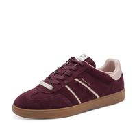 Plateausneaker TAMARIS, Damen, Gr. 41, rot (burgund), Leder, Lederimitat, Textil, kontrastfarbene Details, Schuhe Plateausneaker, Halbschuh, Freizeitschuh, Plateausneaker mit Kontrastbesatz (64984361-