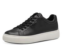 Plateausneaker TAMARIS, Damen, Gr. 41, schwarz, Leder, schimmernd, unifarben, Basic, Schuhe Plateausneaker, Freizeitschuh, Halbschuh, Schnürschuh mit Wechselfußbett (60837669-41) schwarz