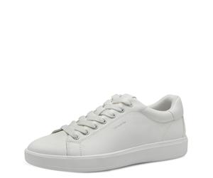 Plateausneaker TAMARIS, Damen, Gr. 41, weiß, Lederimitat, unifarben, Schuhe Plateausneaker, Freizeitschuh, Halbschuh, Schnürer in veganer Verarbeitung (97594717-41) weiß