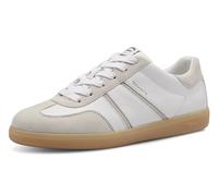 Plateausneaker TAMARIS, Damen, Gr. 41, weiß (weiß kombiniert), Leder, Lederimitat, unifarben mit Farbeinsatz, Schuhe Plateausneaker, Freizeitschuh, Halbschuh, Schnürschuh mit gepolstertem Schaftrand,