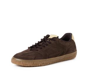 Plateausneaker TAMARIS, Damen, Gr. 42, dunkelbraun kombiniert, Veloursleder, aufgeraut, Basic, Schuhe Plateausneaker, Freizeitschuh, Schnürer, Halbschuh im Retro-Look (91088657-42) dunkelbraun kombini