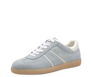 Plateausneaker TAMARIS, Damen, Gr. 42, grau (hellblau, weiß), Lederimitat, Veloursleder, unifarben mit Farbeinsatz, Schuhe Plateausneaker, Freizeitschuh, Halbschuh, Schnürschuh mit gepolstertem Schaft