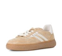 Plateausneaker TAMARIS, Herren, Gr. 38, beige (beige, kombiniert), Leder, Veloursleder, unifarben mit Farbeinsatz, Schuhe Plateausneaker, Freizeitschuh, Halbschuh, Schnürschuh mit Kontrastbesatz (8199