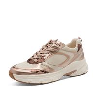 Plateausneaker TAMARIS, Herren, Gr. 38, rose, kombiniert, Lederimitat, Textil, glänzend, metallic, Schuhe Plateausneaker, Freizeitschuh, Halbschuh, Schnürschuh mit Besätzen in Metallic-Optik (13391057